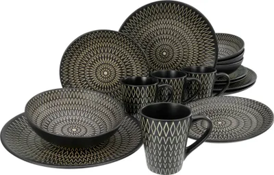 Produktbild von CreaTable, 33073, Crafted Schwarz, Kombiservice 16-tlg, Steinzeug