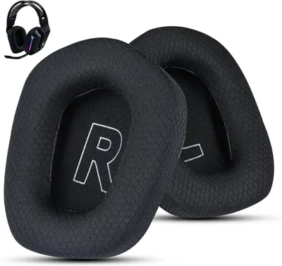 Zdjęcie produktu dla Zapasowe, materiałowe podkładki na słuchawki do zestawu słuchawkowego gamingowego Logitech G733, również pasujące do bezprzewodowych słuchawek Logitech G335 (czarne)