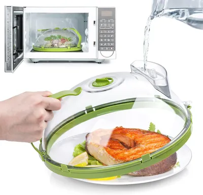Produktbild von Mikrowellenabdeckung Spritzschutz Verhindert Das Austrocknen von Lebensmitteln Mikrowellen Mikrowellendeckel transparent 24 cm Durchmesser