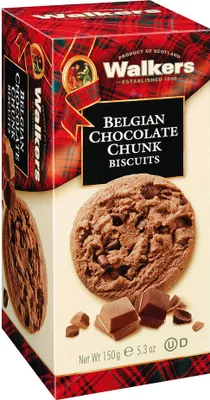 Zdjęcie produktu dla Walkers Belgian Chocolate Chunk Biscuits z kawałkami czekolady 150g