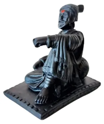 Shivaji Maharaj Idol, sitzend, 3,5 Zoll, schwarz