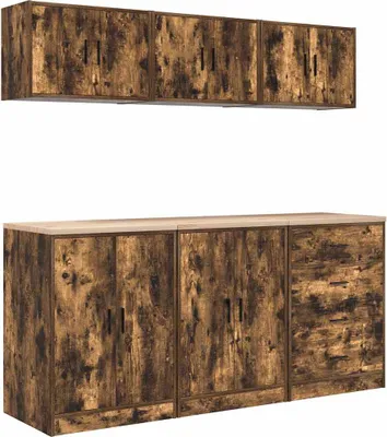 Immagine prodotto di vidaXL Armadi da garage 6 pz. Materiale a base di legno di quercia affumicata