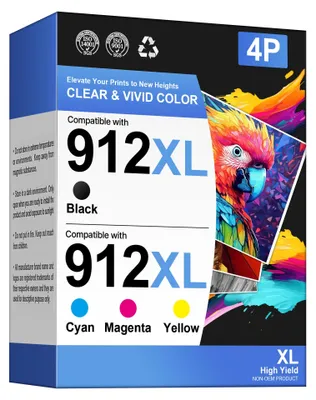 Produktbild von Glliter 912XL Druckerpatronen Kompatibel für HP 912 Druckerpatronen für HP OfficeJet Pro 8022 Patronen für OfficeJet 8010 8012 8014 8015 8017 OfficeJet Pro 8020 8022 8023 8024 8025 (4er-Pack)