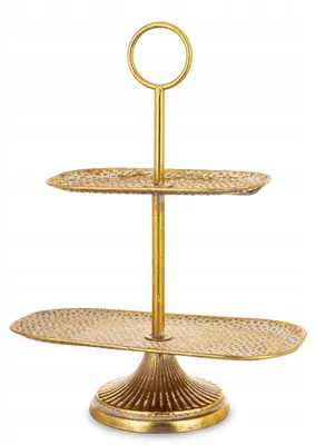 Produktbild von Domdekoracji Goldene Metall Etagere Kuchen Obst Glamour Deko