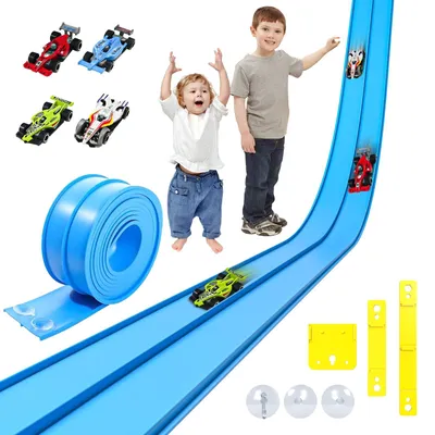 Image de Solidchoice - Piste de course flexible de 3,9 mètres, avec ventouses et 4 voitures