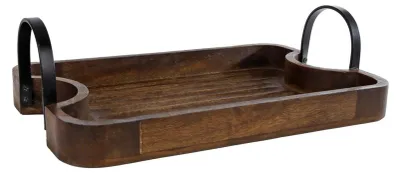 Image de Plateau de jeu en bois de manguier marron antique 40x25x6,5 cm
