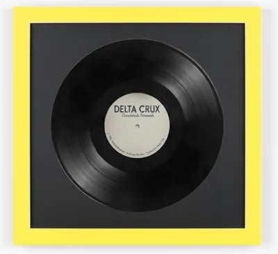 Produktbild von K-Möbel Schallplatten Rahmen Gelb 40x40cm 2er Set mit schwarzem Passepartout - Germany - Vinylrahmen aus Echtholz für die Vinyl