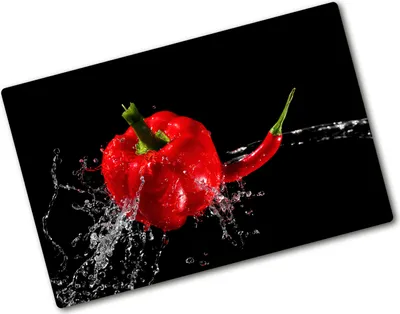 Produktbild von Tulup Glas Herdabdeckplatte - 80x52 cm - Glaskeramikkochfeld-Abdeckung Spritzschutz Glasabdeckplatte - Einteilig - Essen & Getränke - Rote Paprika - Rot