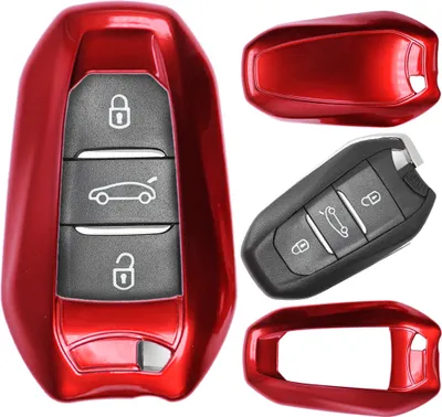 Produktbild von Auto Schlüssel Kunststoff Hülle ABS Plastik Schutz Cover Rot kompatibel mit Peugeot 3008 508 308 5008 208 408 KEYLESS SMARTKEY