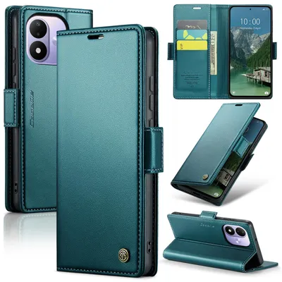 Produktbild von Lederhülle für Xiaomi Redmi Note 17 4G/5G Brieftasche Kartenfach Schutzhülle mit Standfunktion Grün