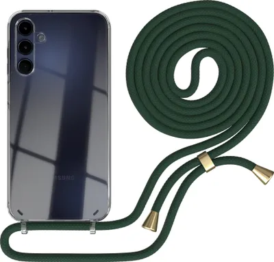 Produktbild von EAZY CASE Handykette kompatibel mit Samsung Galaxy A15, Handyhülle mit Umhängeband, Handykordel, Schutzhülle Clear, Band in Grün