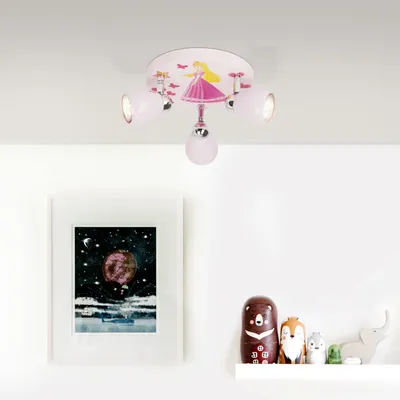 Produktbild von BRILLIANT LED Deckenstrahler im Prinzessinnendesign | mit warmweißem Licht | 3 flammiges Spotrondell für das Kinderzimmer | mit schwenkbaren Köpfen | rosa | Deckenleuchte inklusive wechselbarer Leuchtmittel 3x GU10 max. 3 W