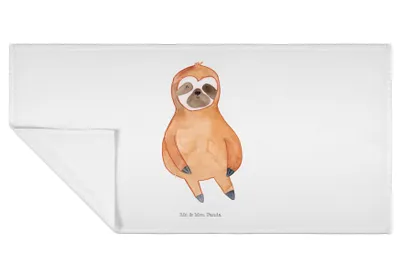 Produktbild von Mr. & Mrs. Panda Handtuch Faultier Zufrieden - Weiß - Geschenk, Pause, Frotteehandtuch, kleines, frottierhandtuch, Glück, 50x100, Flauschtuch, Happy