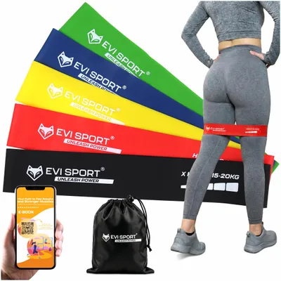 Produktbild von Widerstandsbänder 5er Set Fitnessbänder Mini Loop Bands Latexbänder Gymnastikbänder Dehnbänder für Training Sport Yoga Pilates Home Gym inkl. + E-Book