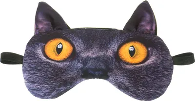 Produktbild von Schlafmaske mit Ohren Reise Relax Augen-maske Abdeckung Bett Nickerchen Augenbinde Seine Schwarz Muster Tier Kreatives Gesicht Britische Katze mit Ohren