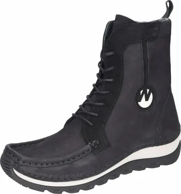 Produktbild von Wolky Damen Stiefelette Schwarz mit Schnürung und profilierter Gummisohle