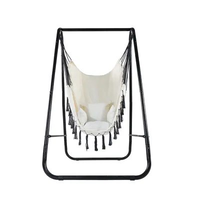 Produktbild von Hängesessel mit Gestell und Kissen 100 kg Indoor Outdoor Hängestuhl