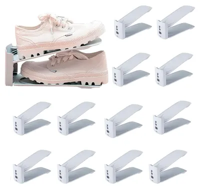 Immagine prodotto di Organizzatore salvaspazio per scarpe - Scaffale regolabile per scarpe (confezione da 12)
