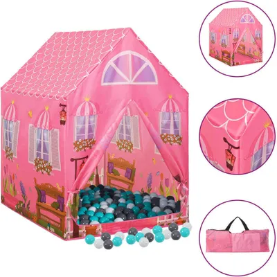 Image de Tente de jeu pour enfants avec 250 balles Rose 69x94x104 cm