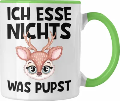 Produktbild von Trendation - Veganer Tasse Geschenk Ich Esse Nichts Was Pupst Tierschutz Reh Edition (Grün)
