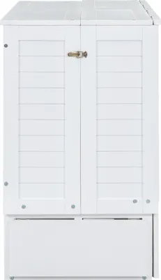 Produktbild von okwish Schrankbett 140x200cm mit Lattenrost, Einzelbett mit Schublade und 2 Ablagen, Gästebett Klappbett Wandbett Funktionsbett Jugendbett, Weiß
