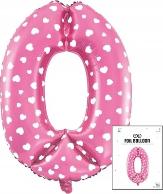 Obrázek produktu pro Fóliový balónek DIGITAL DIGITAL 0 Růžový s tečkami na narozeninovou oslavu 40cm