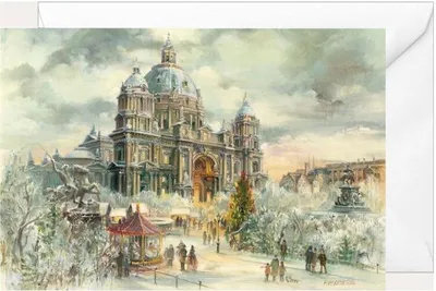 Immagine prodotto di Biglietto di Natale pieghevole con il Duomo di Berlino e motivo dell'Avvento, con busta