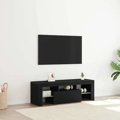 Image de Maison Exclusive - Meuble TV, dimensions 120 x 35 x 40 cm, finition noire imitation chêne, fabriqué en panneaux de particules