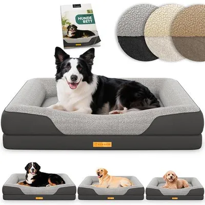 Image de Lit orthopédique pour chien ELONEO, taille M - Gris