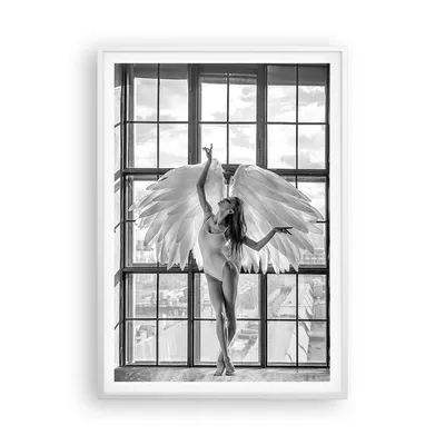 Produktbild von Gerahmtes Poster - Weißer Rahmen - Frau Engel Ansicht - 70x100 cm - Wand Bild - Wanddeko - Wandbilder - Kunstposter - Wandposter - Bilderrahmen - Bilder - Kunstdruck - Wandbild - P2WPA70x100-4214