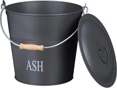 Produktbild von Famanu Ascheimer mit Deckel, 12 Liter, für Kohle und Asche, grau