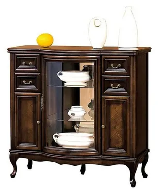Image de Commode Armoire de salon Meuble de rangement Commode ancienne Présentoir en verre