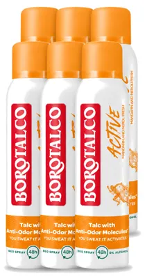 Produktbild von 6 x Borotalco Deodorant Spray Active Mandarin & Neroli Fresh 150 ml - Vorteilspackung - 6 Stücke