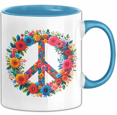 Produktbild von Peace Love Tasse Geschenk Friende Peace Zeichen (Blau)
