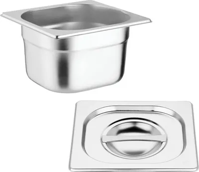 Produktbild von Vogue GN-Behälter GN1/6 mit Deckel - 10cm - 12 Behälter - Edelstahl