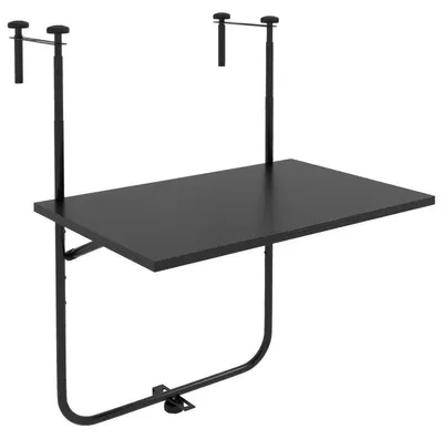 Obrázok produktu pre Sklopný balkónový stolík na zábradlie | Farba: Čierna | Rozmery: 60x62x85,5 cm