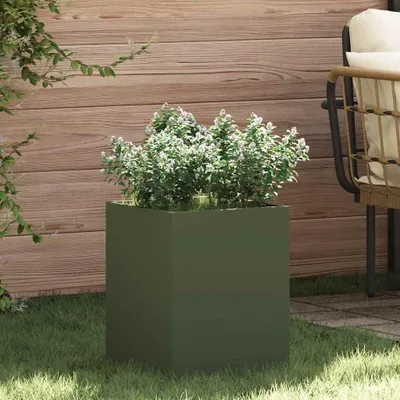 Productafbeelding van Maison Exclusive - Tuinplantpot, olijgroen, 32 x 32 x 40 cm, gemaakt van koudgewalst staal