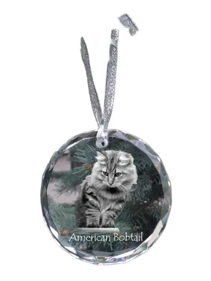 Obrázek produktu pro Americký bobtail - křišťálová ozdoba s fotografií, fotografie kočky v křišťálu, personalizovaná vánoční ozdoba značky Art-Dog