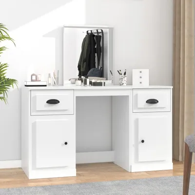 Produktbild von Möbel Schminktisch mit Spiegel Weiß 130x50x132,5 cm - Schminktische 3185335
