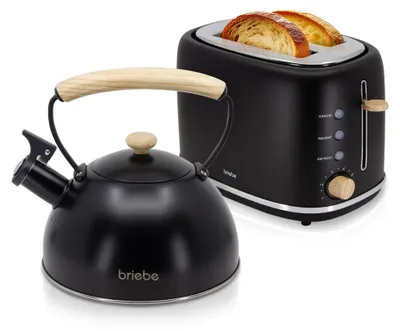 Frühstücksset: 2-Scheiben-Toaster + Wasserkocher 2,3L, schwarz