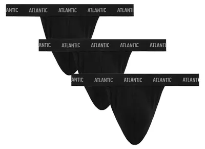 Immagine prodotto di Confezione da 3 slip da uomo, colore nero, marca Atlantic, in cotone, taglia M