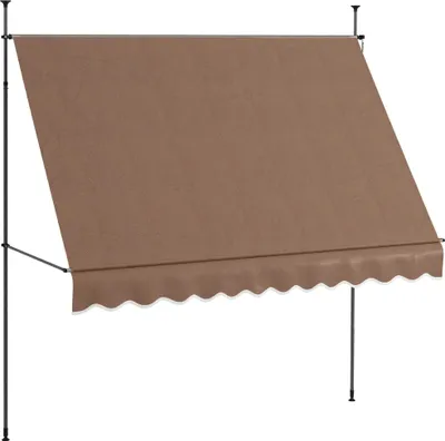Obrázek produktu pro Terasová markýza – ručně vysouvatelná pomocí kliky – rozměry 3 x 1,2 m – výškově nastavitelná 210–300 cm – polyesterová bavlna – hnědá