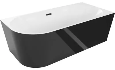 Obrázek produktu pro Mexen Mia volně stojící rohová pravá 140 x 75 cm, bílá/černá, přepad černý - 52691407575P-70