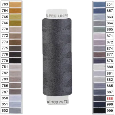 Produktbild von Nähgarn 100m Unipoly 120 Tex14x2 Polyester Nähfaden Nähmaschinengarn Farben 6v6 , Farbe:888