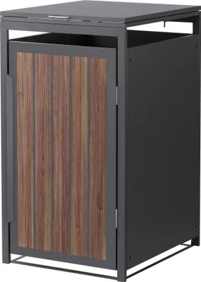 Obrázek produktu pro ML-Design box na odpadky 1er, kryt na 1 koš 240L 68x80x120 cm antracitová ocel se vzhledem dřeva, box na odpadky s výklopným víkem a dvířky