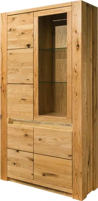 Produktbild von MASSIVMOEBEL24 Vitrine Wildeiche 113x40x205 natur geölt KENT #102