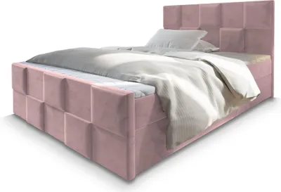Produktbild von Masseno Boxspringbett MONA 180x200 cm Komplett-Set mit Bonell Matratze und Topper, Polsterbett mit Bettkästen -Rosa, KRONOS 27