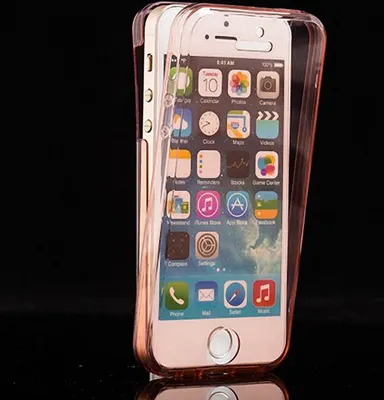 Immagine prodotto di Custodia trasparente in silicone per Apple iPhone 5 / 5s / SE, colore rosa, con bordi protettivi e copertura totale