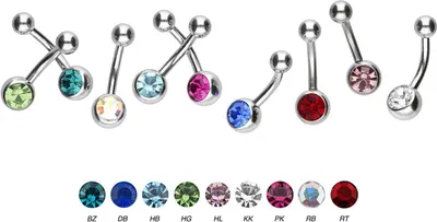 Produktbild von Bauchnabelpiercing Titan Mini Bananabell KRISTALL Rot Stablänge: 10mm