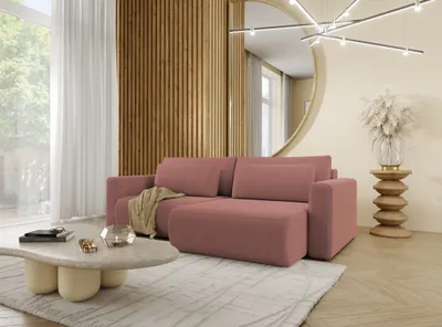 Produktbild von Ecksofa Sofa mit Schlaffunktion CHAIRA Stoff Curio Rose Ottomane Rechts
